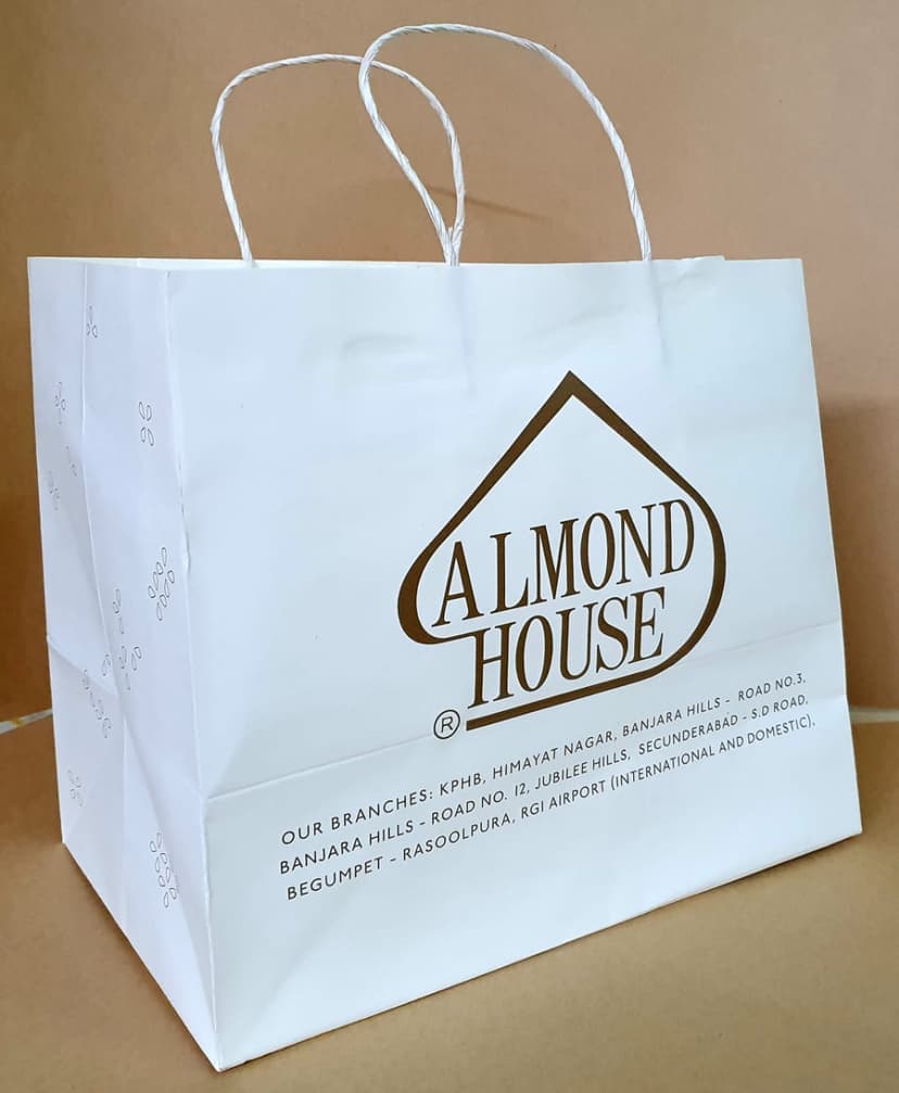 Almond House branded ecobags paperbags EcoBagsFactory - custom paper bags manufacturer Hyderabad India