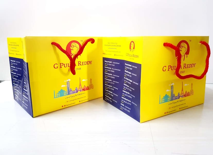 Pulla Reddy Sweets ecobags paperbags EcoBagsFactory - custom branded paper bags Hyderabad India